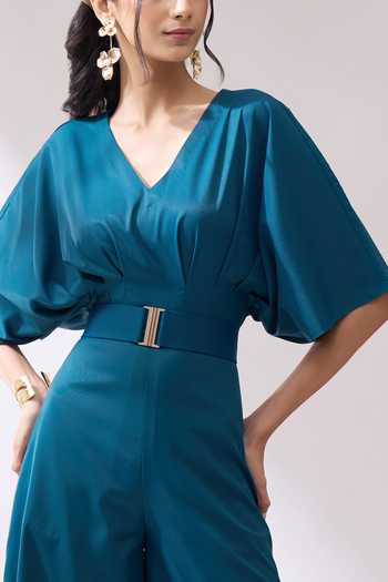 Shop_Naintara Bajaj_Blue Waves Of Elegance Jumpsuit With Belt _at_Aza_Fashions