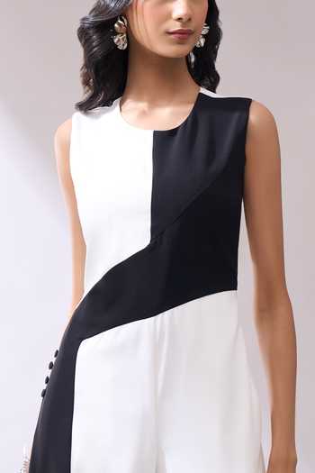 Shop_Naintara Bajaj_Black Grace In Contrast Color Block Jumpsuit _at_Aza_Fashions