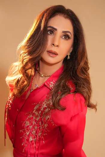 Babita Malkani_Red Silk Satin, Organza Sequins, Stones, Embroidered Shirt And Cowl Skirt Set 