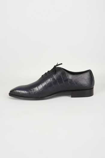 Salil Bhatia_Blue Embossed Leather Oxford Shoes _Online_at_Aza_Fashions