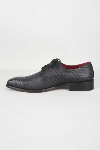 Salil Bhatia_Black And Grey Embossed Leather Derby Shoes _Online_at_Aza_Fashions