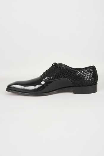 Salil Bhatia_Black Patent Leather And Suede Oxford Shoes _Online_at_Aza_Fashions