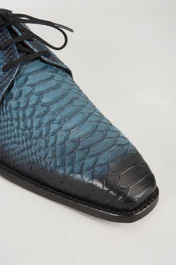 Shop_Salil Bhatia_Blue Embossed Leather Derby Shoes _Online_at_Aza_Fashions