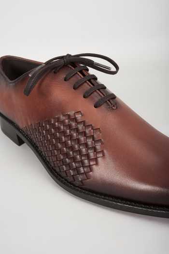 Buy_Salil Bhatia_Brown Leather Oxford Shoes _Online_at_Aza_Fashions