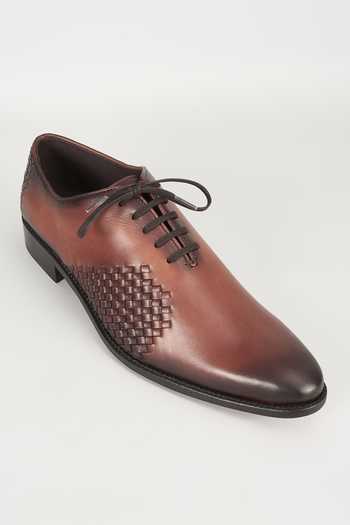 Buy_Salil Bhatia_Brown Leather Oxford Shoes _at_Aza_Fashions