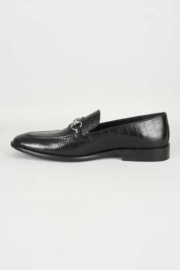 Salil Bhatia_Black Embossed Leather Embellished Loafers _Online_at_Aza_Fashions