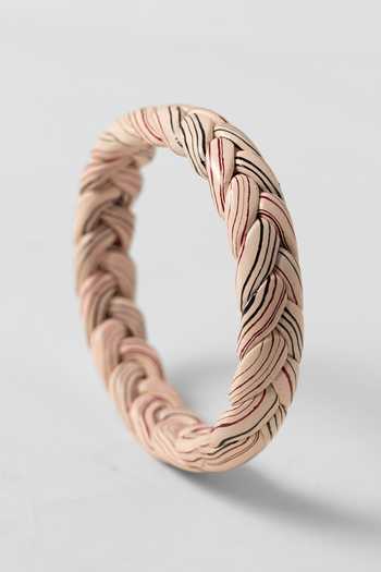 Shop_MAALICIOUS JEWELRY_Pink Braided White Lac Bangle - Single Pc _at_Aza_Fashions