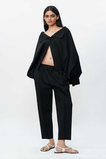 Shop_AK-OK_Black Spandex Off-shoulder Structured Jacket And Trouser Co-ord Set _Online_at_Aza_Fashions