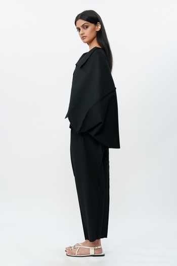 Buy_AK-OK_Black Spandex Off-shoulder Structured Jacket And Trouser Co-ord Set 
