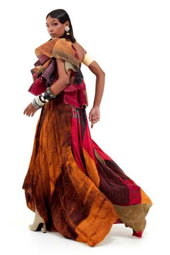 Shop_Aseem Kapoor_Multi Color Crepe, Satin Beads One Roxanna Block Ruffle Top And Skirt Set _at_Aza_Fashions