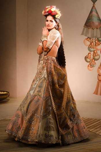 Masaba_Multi Color , Organza Zari, Rabri Embellished Bridal Lehenga Set 
