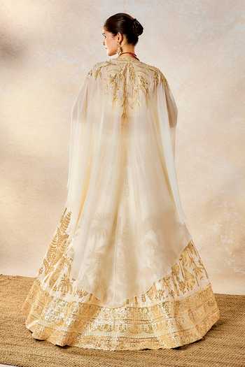 Shop_Masaba_Ivory Viscose, Silk Zardozi Embroidered Bridal Lehenga Set _at_Aza_Fashions