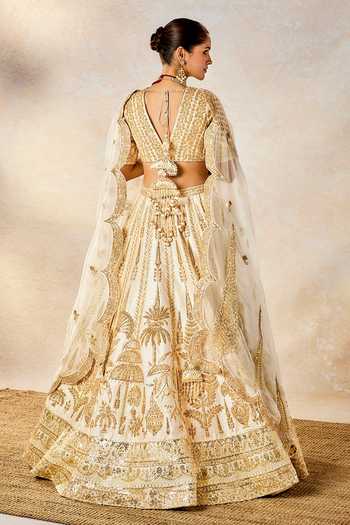 Shop_Masaba_Ivory , Organza Metallic Malai Barfi Embroidered Bridal Lehenga Set _at_Aza_Fashions