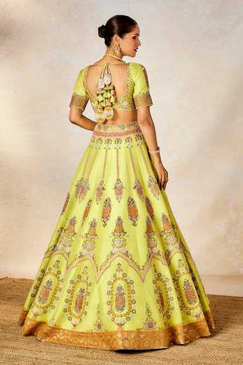 Shop_Masaba_Green , Organza Embroidery, Sequins The Pista Kulfi Bridal Lehenga Set _at_Aza_Fashions
