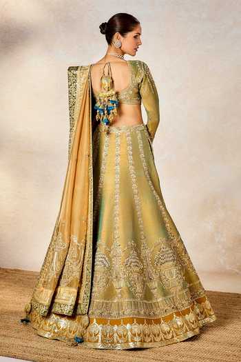 Shop_Masaba_Beige Organza, Hemp, Embroidery, The Kesar Varak Bridal Lehenga Set _at_Aza_Fashions