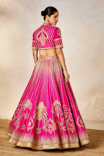 Shop_Masaba_Pink , Organza Zari, Cut Work The Gulaab Bridal Lehenga Set _at_Aza_Fashions