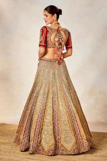 Shop_Masaba_Orange , Organza Embroidery, The Khubani Ka Meetha Bridal Lehenga Set _at_Aza_Fashions