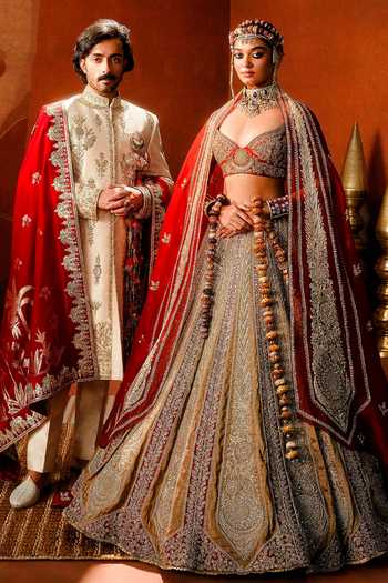 Masaba_Orange , Organza Embroidery, The Khubani Ka Meetha Bridal Lehenga Set 