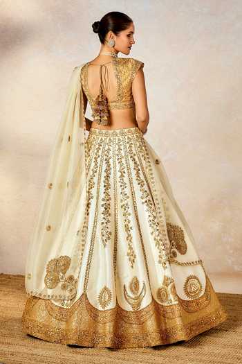Shop_Masaba_Ivory , Tissue, Organza Nan Khati Embroidered Bridal Lehenga Set _at_Aza_Fashions