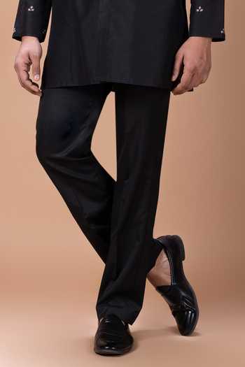 Buy_Priyanka Haralalka_Black Silk, Cotton Bundi And Kurta Set _Online_at_Aza_Fashions
