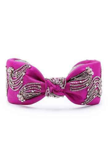 Shop_APT FOREVER_Magenta Embroidery, Beads, Rhinestones Supernova Gems Headband _at_Aza_Fashions