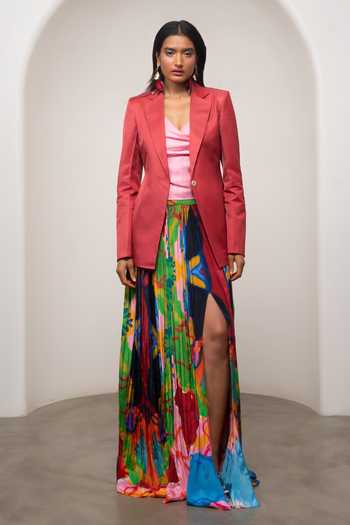 Buy_Advait_Pink Crepe, Satin, Bemberg Sena Printed Skirt Set _Online_at_Aza_Fashions