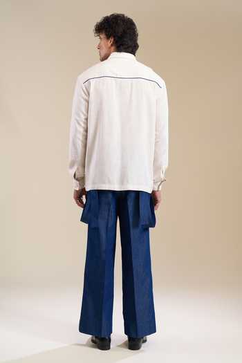 Line Out Line_Off White Carved Lines Shirt _Online_at_Aza_Fashions