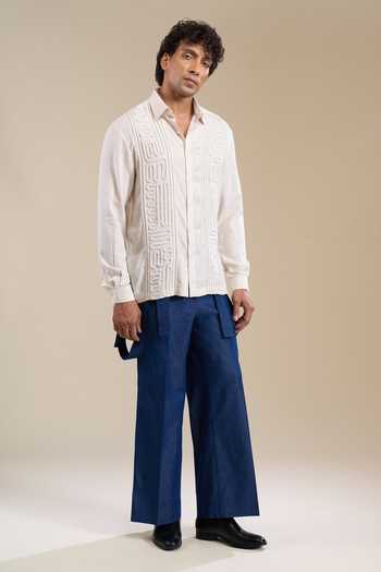 Line Out Line_Off White Carved Lines Shirt _at_Aza_Fashions
