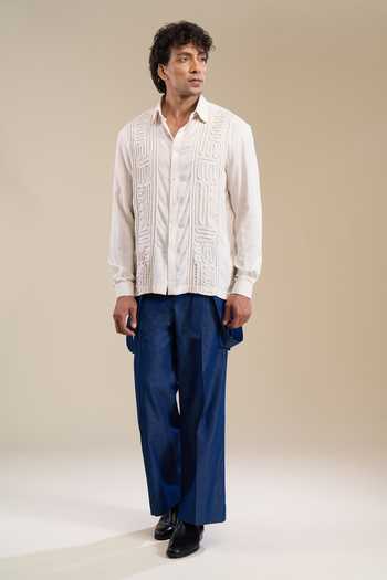 Buy_Line Out Line_Off White Carved Lines Shirt 