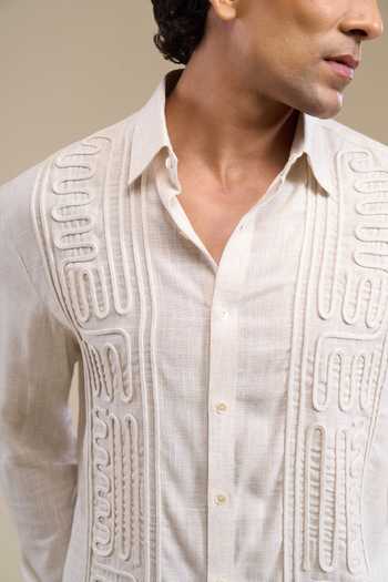 Shop_Line Out Line_Off White Carved Lines Shirt 