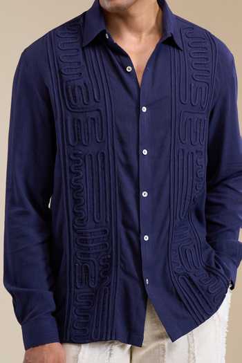 Buy_Line Out Line_Blue Geometric Pattern Shirt 