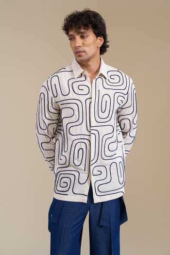 Buy_Line Out Line_Off White Loop Terrain Pattern Shirt _Online_at_Aza_Fashions