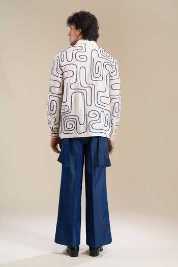 Line Out Line_Off White Loop Terrain Pattern Shirt _Online_at_Aza_Fashions