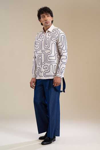 Line Out Line_Off White Loop Terrain Pattern Shirt _at_Aza_Fashions