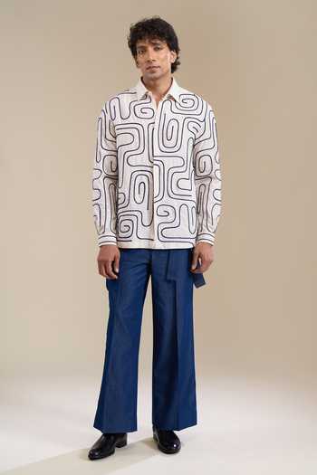 Buy_Line Out Line_Off White Loop Terrain Pattern Shirt 