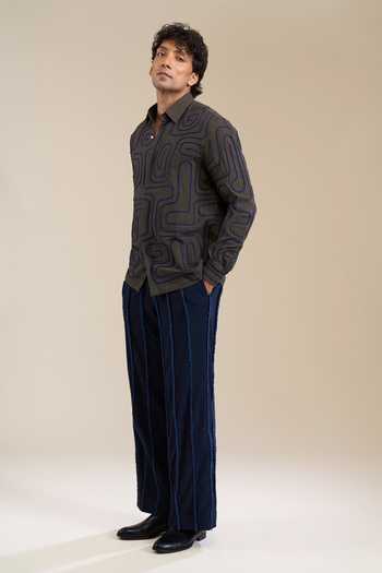 Buy_Line Out Line_Grey Loop Terrain Shirt _Online_at_Aza_Fashions