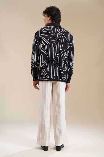 Line Out Line_Black Circuit Loop Pattern Shirt _Online_at_Aza_Fashions