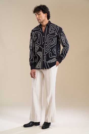 Buy_Line Out Line_Black Circuit Loop Pattern Shirt 