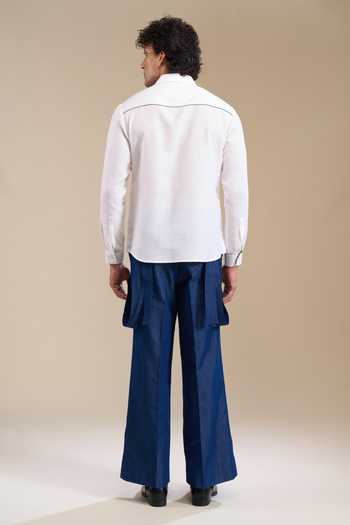 Line Out Line_White Metallic Stud Embellished Shirt _Online_at_Aza_Fashions