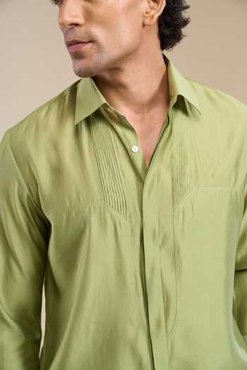 Shop_Line Out Line_Green Pintuck Shirt 