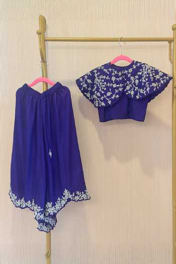 Buy_Rage Attire-Sweta Saria_Purple Silk, Bemberg Embroidery Pearl Work Blouse And Palazzo Set _at_Aza_Fashions