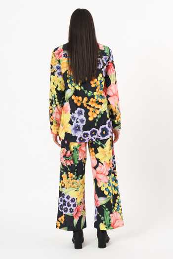 Shop_Ruhr India_Multi Color Cotton Collared Neck Keiko Printed Shirt And Pant Set _at_Aza_Fashions