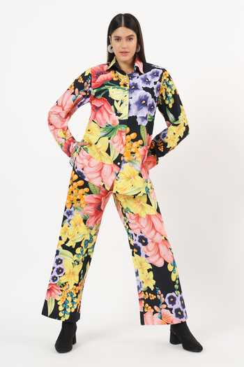 Buy_Ruhr India_Multi Color Cotton Collared Neck Keiko Printed Shirt And Pant Set 