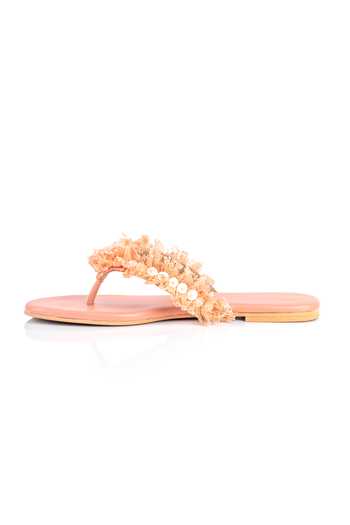 PREET KAUR_Pink Rosea Floral Embellished Flats _Online_at_Aza_Fashions