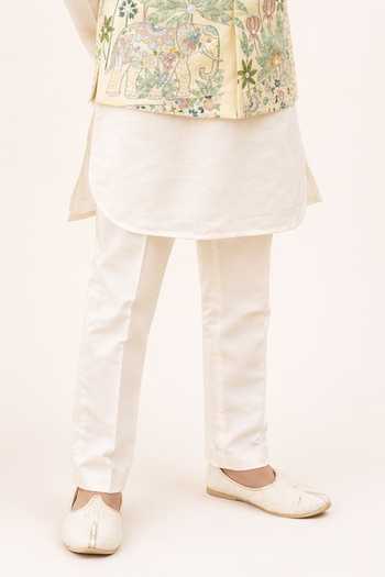 PAARSH_Mint Linen Aaryamitra Embroidered Nehru Jacket And Kurta Set _Online_at_Aza_Fashions