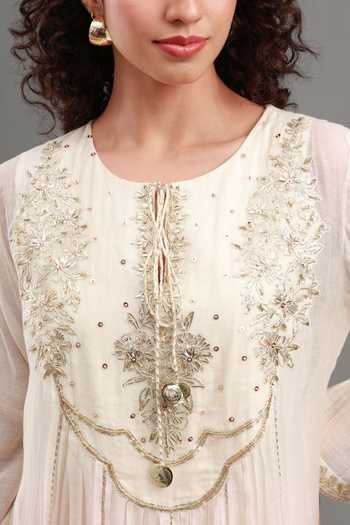 Shop_Kyra By Bhavna_Pink Chanderi, Shantoon, Cambric Round Neck Myra Ombre Anarkali Set _Online_at_Aza_Fashions