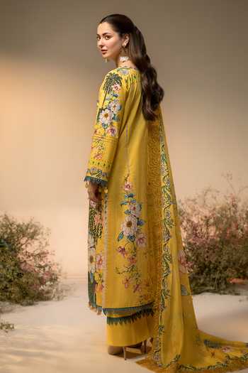 Shop_RINESSA_Yellow Cotton, Silk Round Neck Citrus Splash Printed Kurta Set _at_Aza_Fashions