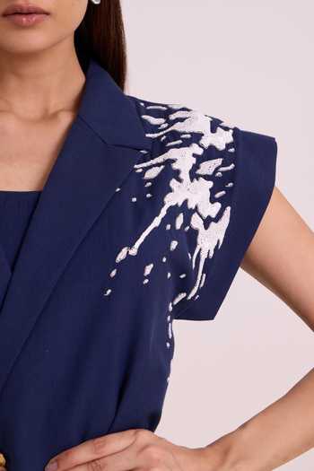 MADDER MUCH_White Handloom , Collared Laguna Tidal Blazer Dress With Bustier _Online