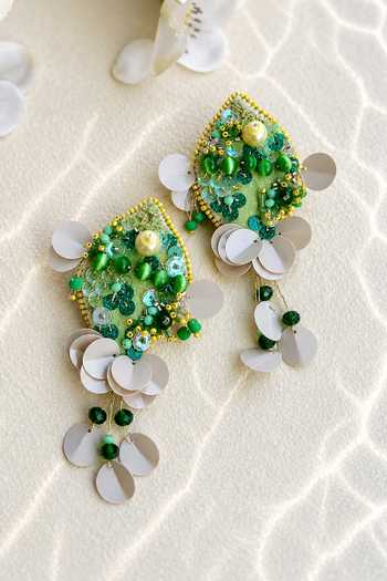 Shop_KIHOY_Green Parrot Fish Dangler Earrings _at_Aza_Fashions