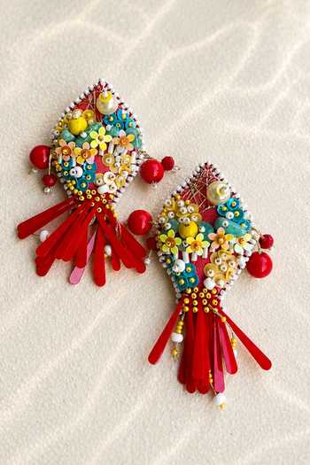 Shop_KIHOY_Red Koi Fish Shaped Drop Earrings _at_Aza_Fashions